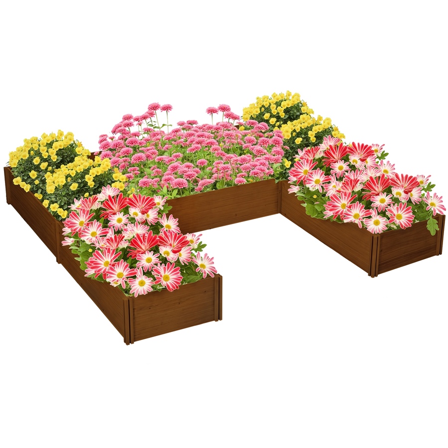 Image 997105.jpg, Product 997-105 / Price $115.99, Outsunny DIY 5-box Raised Garden Bed Outdoor Flower Bed Set, Brown from Outsunny on TSC.ca's Home & Garden department