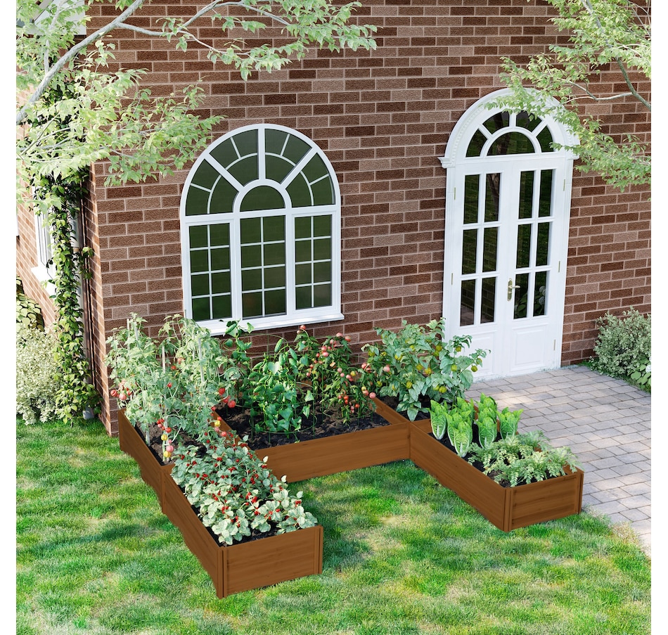 Image 997105_ALTMORE1.jpg, Product 997-105 / Price $134.99, Outsunny DIY 5-box Raised Garden Bed Outdoor Flower Bed Set, Brown from Outsunny on TSC.ca's Home & Garden department