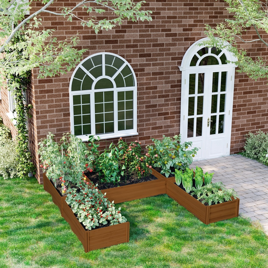 Image 997105_ALTMORE1.jpg, Product 997-105 / Price $115.99, Outsunny DIY 5-box Raised Garden Bed Outdoor Flower Bed Set, Brown from Outsunny on TSC.ca's Home & Garden department