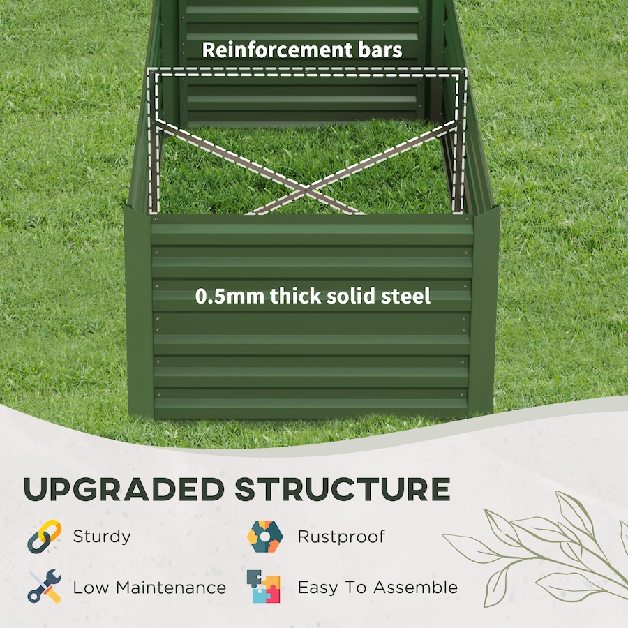 Image 997106_ALTMORE4.jpg, Product 997-106 / Price $94.99, Outsunny Raised Garden Bed Metal Planter Box with Reinforced Rods, Green from Outsunny on TSC.ca's Home & Garden department