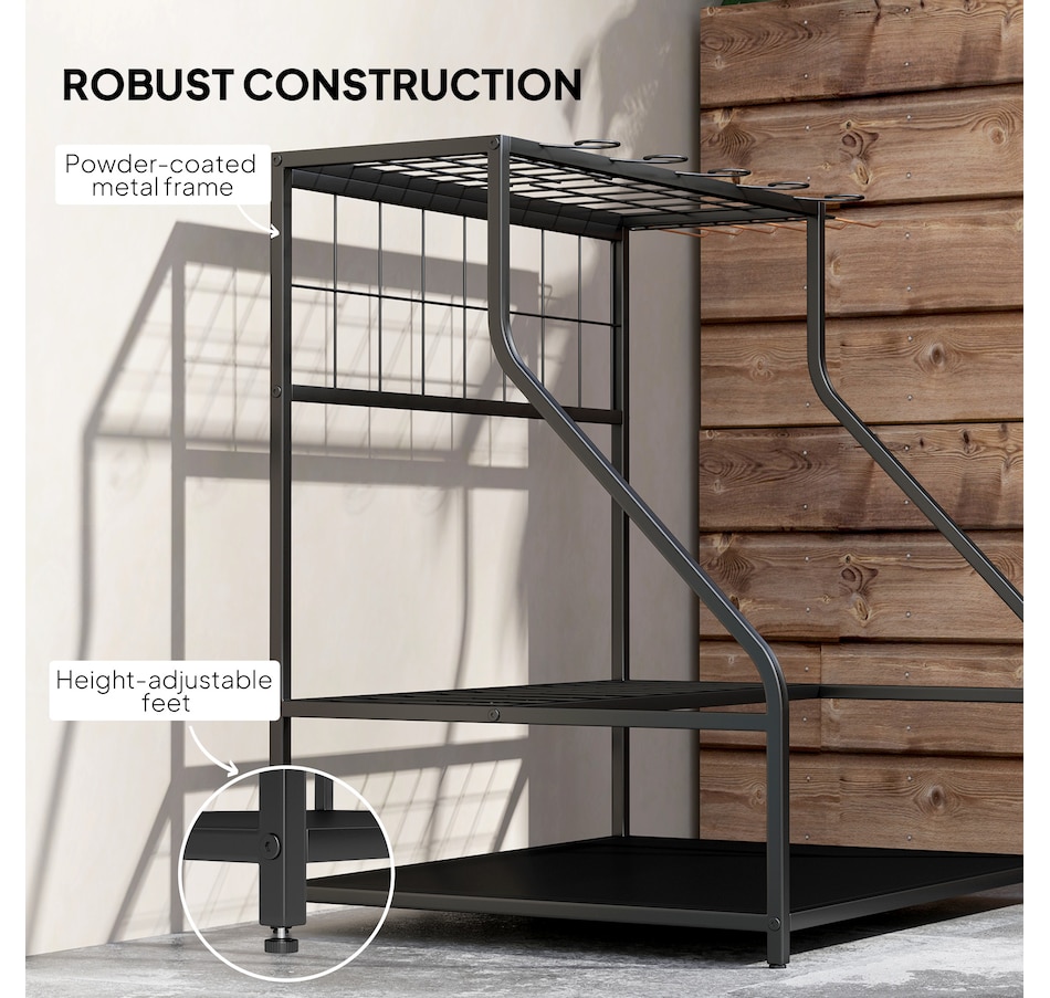 Image 997107_ALTMORE5.jpg, Product 997-107 / Price $64.99, Outsunny Garden Tool Organizer with Hooks, Yard Tool Tower Rack, Orange from Outsunny on TSC.ca's Home & Garden department