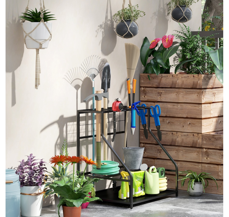 Image 997107_ALTMORE7.jpg, Product 997-107 / Price $64.99, Outsunny Garden Tool Organizer with Hooks, Yard Tool Tower Rack, Orange from Outsunny on TSC.ca's Home & Garden department