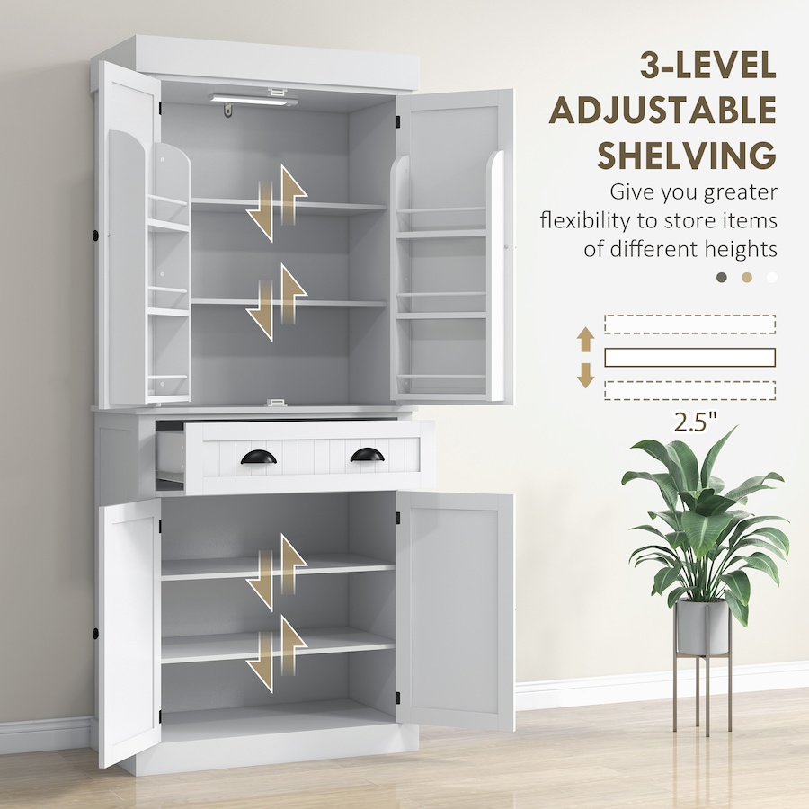 Image 997118_ALTMORE13.jpg, Product 997-118 / Price $281.29, HOMCOM 71" Kitchen Pantry Cabinet with Spice Racks and LED Lights, White from HOMCOM on TSC.ca's Home & Garden department