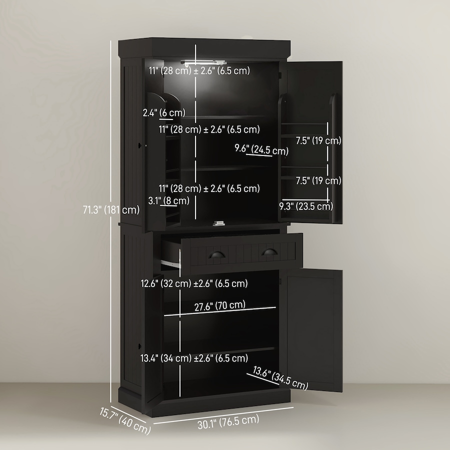 Image 997118_ALTMORE2.jpg, Product 997-118 / Price $281.29, HOMCOM 71" Kitchen Pantry Cabinet with Spice Racks and LED Lights, White from HOMCOM on TSC.ca's Home & Garden department