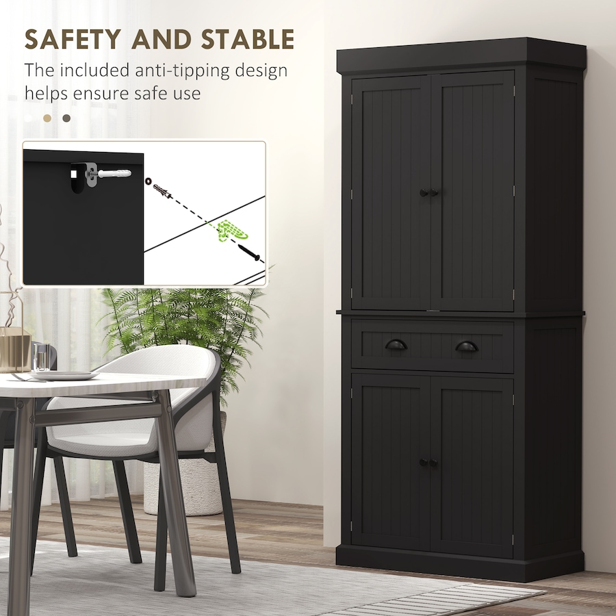 Image 997118_ALTMORE6.jpg, Product 997-118 / Price $281.29, HOMCOM 71" Kitchen Pantry Cabinet with Spice Racks and LED Lights, White from HOMCOM on TSC.ca's Home & Garden department