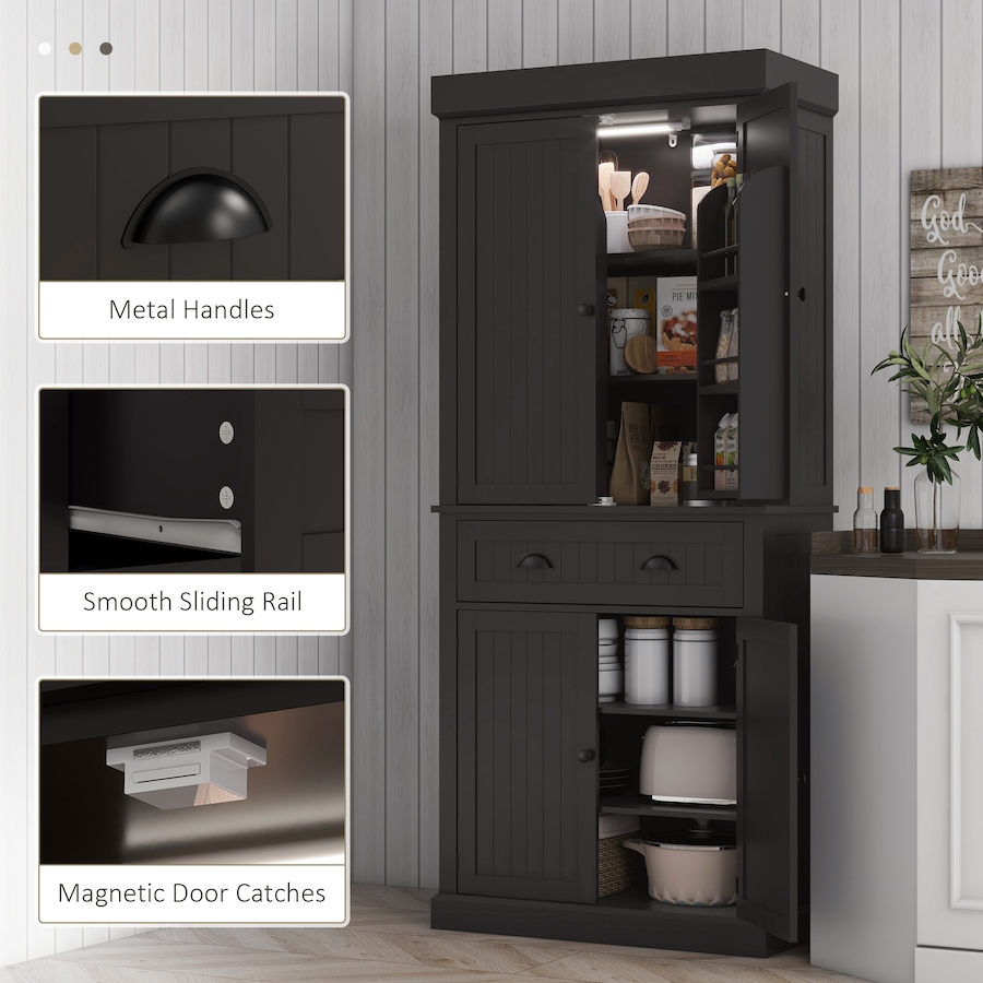 Image 997118_ALTMORE7.jpg, Product 997-118 / Price $281.29, HOMCOM 71" Kitchen Pantry Cabinet with Spice Racks and LED Lights, White from HOMCOM on TSC.ca's Home & Garden department
