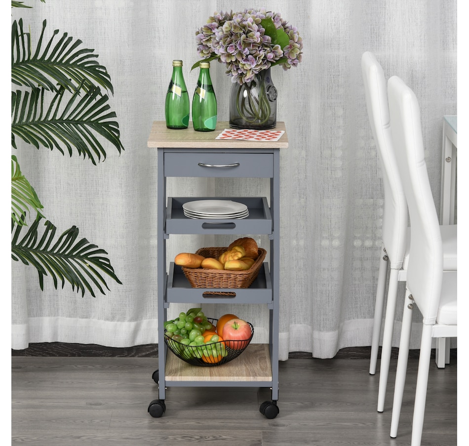 Image 997120_ALTMORE1.jpg, Product 997-120 / Price $64.99, HOMCOM 4-tier Kitchen Cart Island With Pull Out Trays from HOMCOM on TSC.ca's Home & Garden department