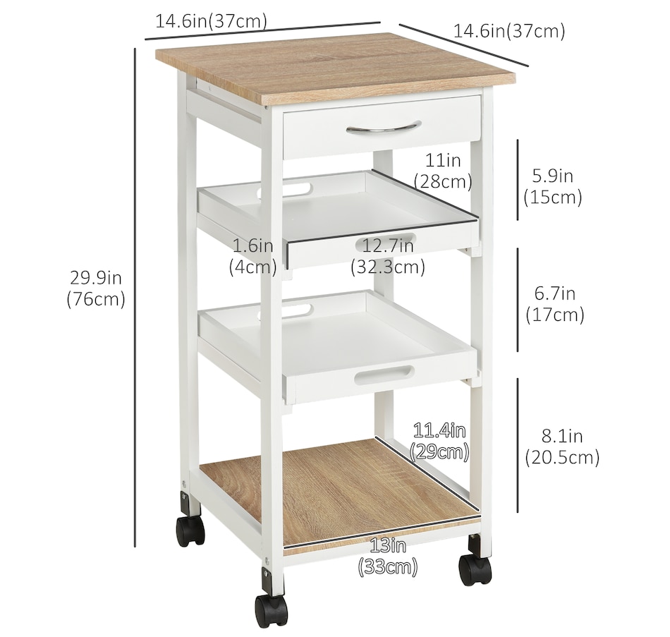 Image 997120_ALTMORE10.jpg, Product 997-120 / Price $64.99, HOMCOM 4-tier Kitchen Cart Island With Pull Out Trays from HOMCOM on TSC.ca's Home & Garden department