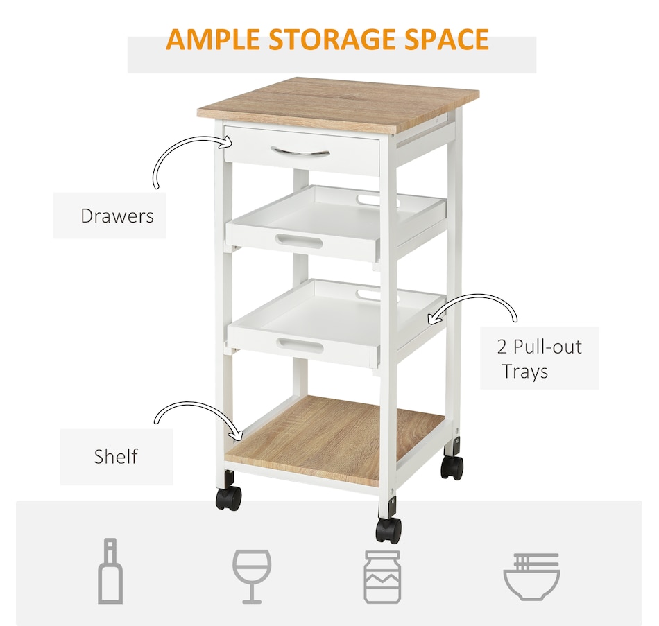 Image 997120_ALTMORE11.jpg, Product 997-120 / Price $64.99, HOMCOM 4-tier Kitchen Cart Island With Pull Out Trays from HOMCOM on TSC.ca's Home & Garden department
