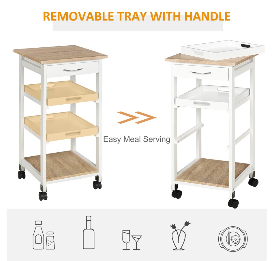 Image 997120_ALTMORE12.jpg, Product 997-120 / Price $64.99, HOMCOM 4-tier Kitchen Cart Island With Pull Out Trays from HOMCOM on TSC.ca's Home & Garden department