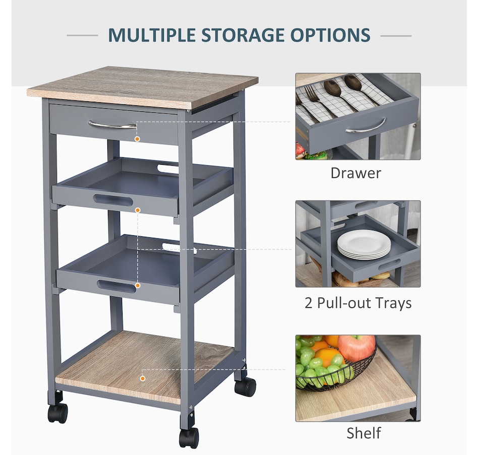 Image 997120_ALTMORE3.jpg, Product 997-120 / Price $64.99, HOMCOM 4-tier Kitchen Cart Island With Pull Out Trays from HOMCOM on TSC.ca's Home & Garden department