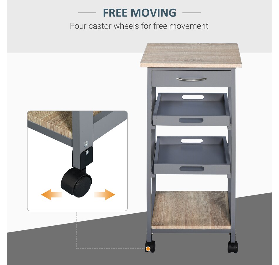 Image 997120_ALTMORE5.jpg, Product 997-120 / Price $64.99, HOMCOM 4-tier Kitchen Cart Island With Pull Out Trays from HOMCOM on TSC.ca's Home & Garden department