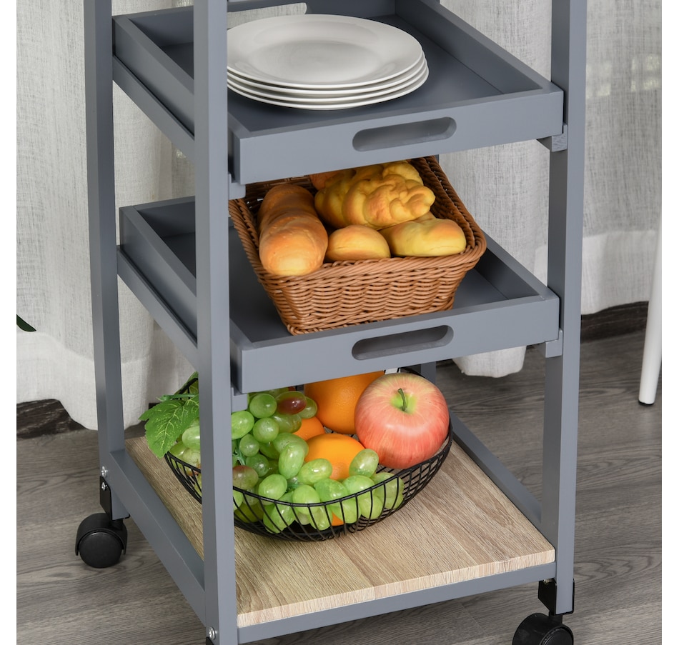 Image 997120_ALTMORE8.jpg, Product 997-120 / Price $64.99, HOMCOM 4-tier Kitchen Cart Island With Pull Out Trays from HOMCOM on TSC.ca's Home & Garden department