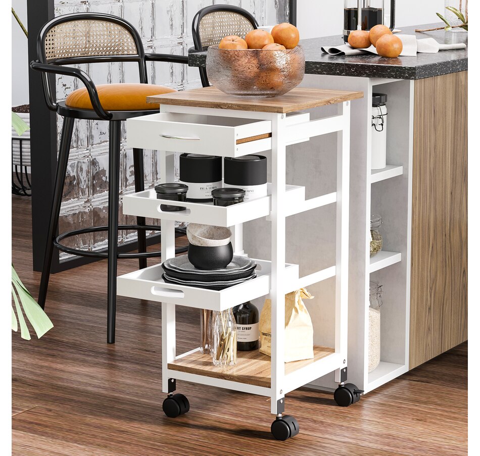 Image 997120_ALTMORE9.jpg, Product 997-120 / Price $64.99, HOMCOM 4-tier Kitchen Cart Island With Pull Out Trays from HOMCOM on TSC.ca's Home & Garden department