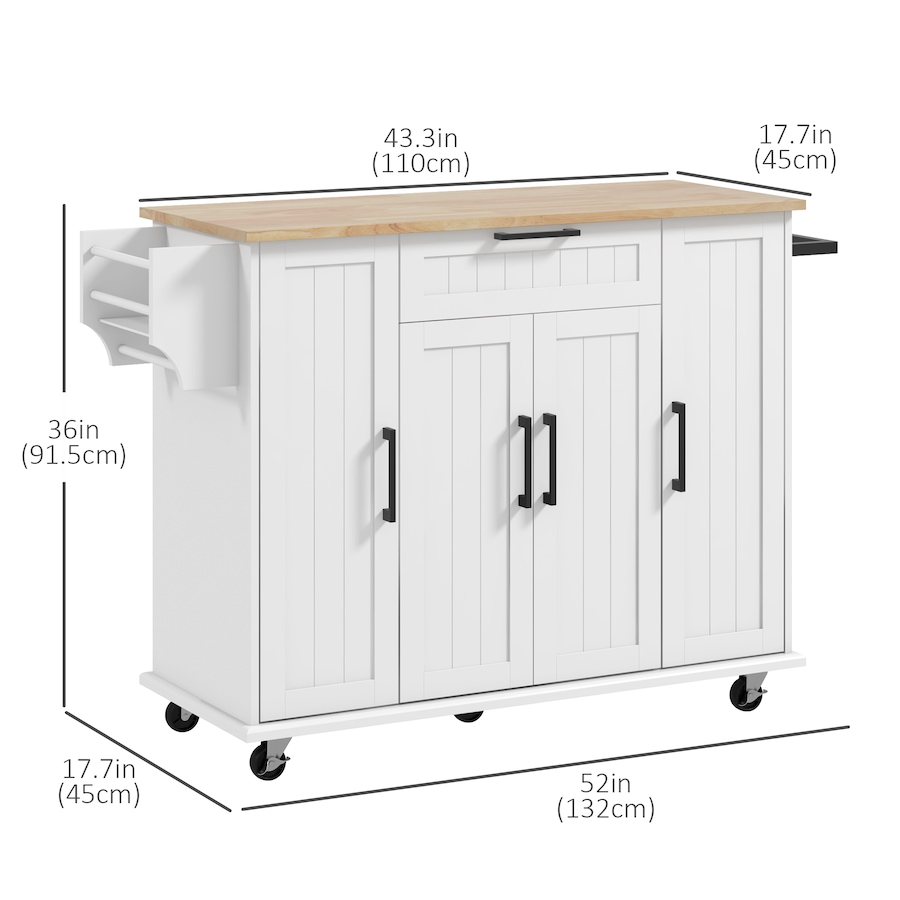 Image 997121_ALTMORE10.jpg, Product 997-121 / Price $229.99 - $239.99, HOMCOM Kitchen Island on Wheels, Kitchen Cart with Solid Wood Top from HOMCOM on TSC.ca's Home & Garden department