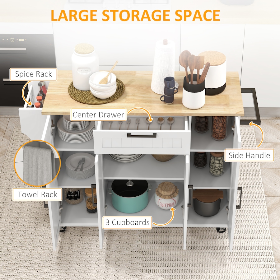 Image 997121_ALTMORE11.jpg, Product 997-121 / Price $229.99 - $239.99, HOMCOM Kitchen Island on Wheels, Kitchen Cart with Solid Wood Top from HOMCOM on TSC.ca's Home & Garden department