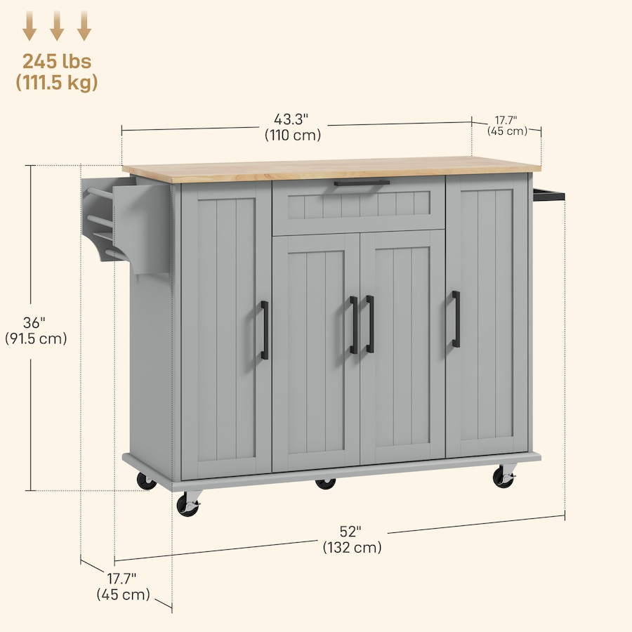 Image 997121_ALTMORE18.jpg, Product 997-121 / Price $229.99 - $239.99, HOMCOM Kitchen Island on Wheels, Kitchen Cart with Solid Wood Top from HOMCOM on TSC.ca's Home & Garden department