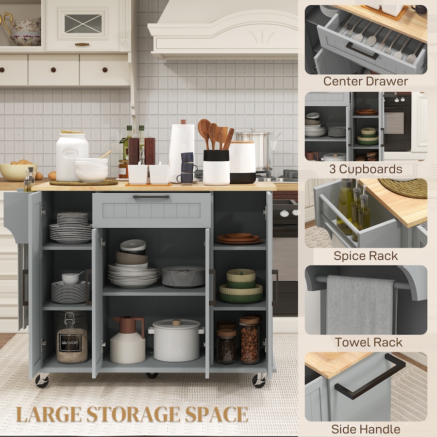 Image 997121_ALTMORE19.jpg, Product 997-121 / Price $229.99 - $239.99, HOMCOM Kitchen Island on Wheels, Kitchen Cart with Solid Wood Top from HOMCOM on TSC.ca's Home & Garden department