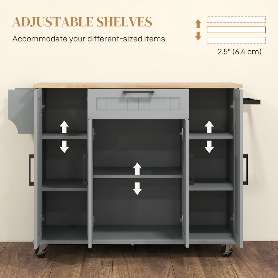 Image 997121_ALTMORE21.jpg, Product 997-121 / Price $229.99 - $239.99, HOMCOM Kitchen Island on Wheels, Kitchen Cart with Solid Wood Top from HOMCOM on TSC.ca's Home & Garden department