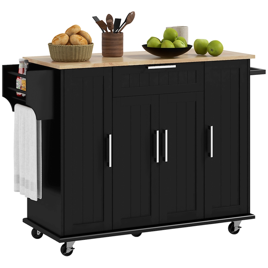 Image 997121_ST01.jpg, Product 997-121 / Price $229.99 - $239.99, HOMCOM Kitchen Island on Wheels, Kitchen Cart with Solid Wood Top from HOMCOM on TSC.ca's Home & Garden department