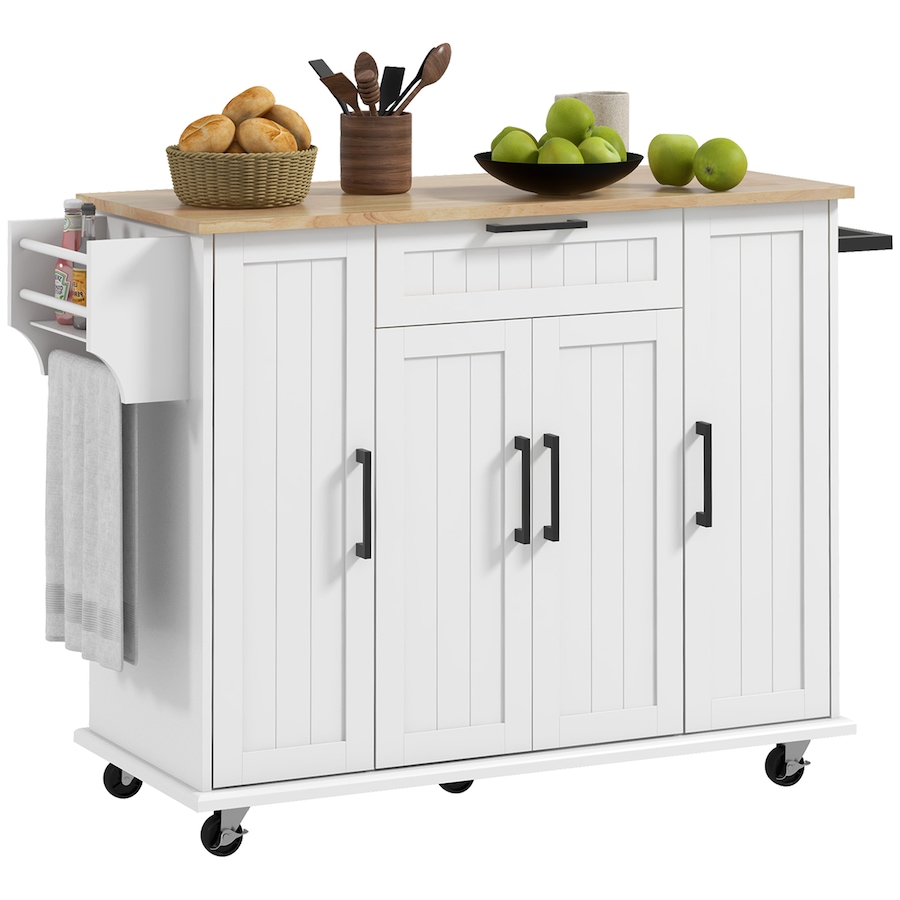 Image 997121_ST02.jpg, Product 997-121 / Price $229.99 - $239.99, HOMCOM Kitchen Island on Wheels, Kitchen Cart with Solid Wood Top from HOMCOM on TSC.ca's Home & Garden department