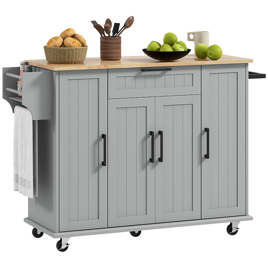 Image 997121_ST03.jpg, Product 997-121 / Price $229.99 - $239.99, HOMCOM Kitchen Island on Wheels, Kitchen Cart with Solid Wood Top from HOMCOM on TSC.ca's Home & Garden department