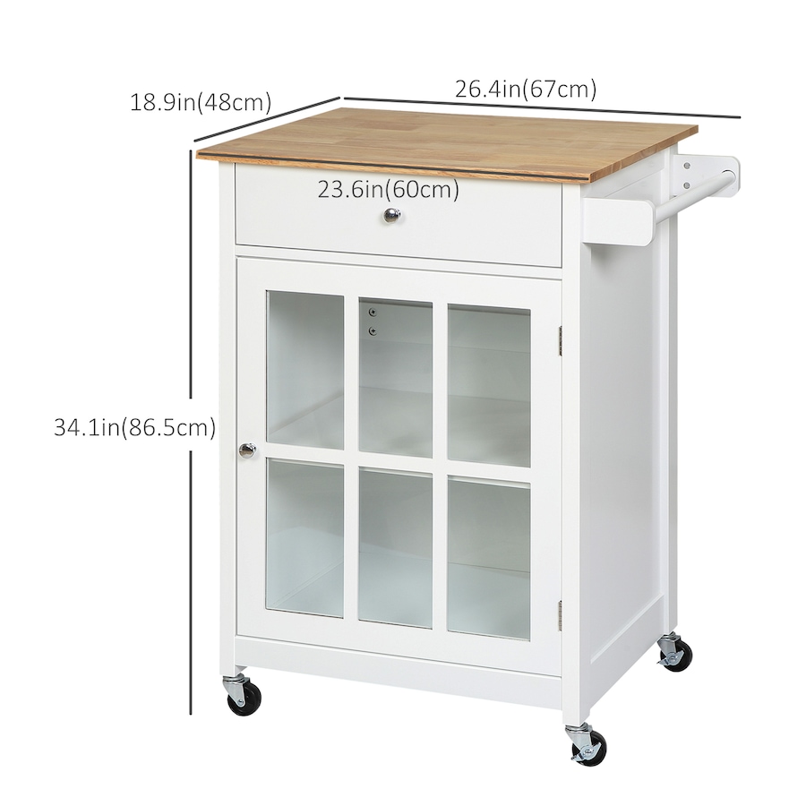 Image 997123_ALTMORE2.jpg, Product 997-123 / Price $144.99, HOMCOM Rolling Kitchen Cart with Drawer, Glass Door Cabinet and Towel Rack from HOMCOM on TSC.ca's Home & Garden department