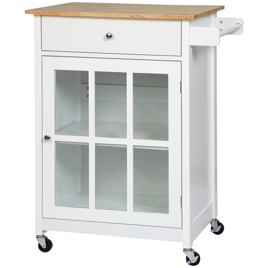 Image 997123_ST01.jpg, Product 997-123 / Price $144.99, HOMCOM Rolling Kitchen Cart with Drawer, Glass Door Cabinet and Towel Rack from HOMCOM on TSC.ca's Home & Garden department
