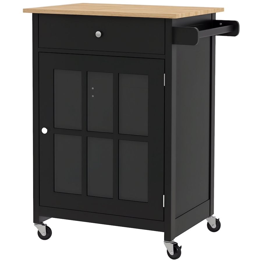 Image 997123_ST02.png, Product 997-123 / Price $144.99, HOMCOM Rolling Kitchen Cart with Drawer, Glass Door Cabinet and Towel Rack from HOMCOM on TSC.ca's Home & Garden department