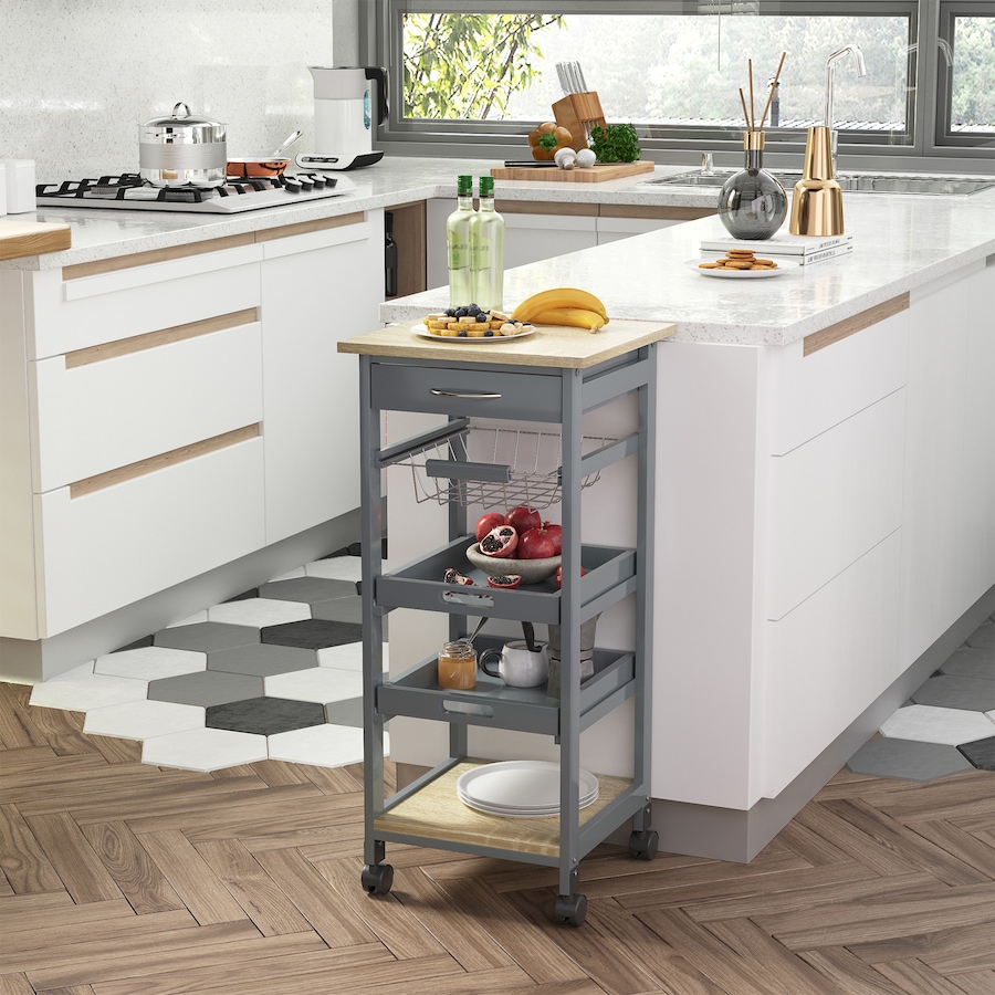 Image 997129_ALTMORE1.jpg, Product 997-129 / Price $64.99 - $69.99, HOMCOM Kitchen Island Cart with Drawer, Removable Tray and Wire Basket from HOMCOM on TSC.ca's Home & Garden department