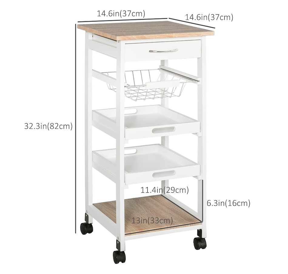 Image 997129_ALTMORE10.jpg, Product 997-129 / Price $76.99 - $79.99, HOMCOM Kitchen Island Cart with Drawer, Removable Tray and Wire Basket from HOMCOM on TSC.ca's Home & Garden department