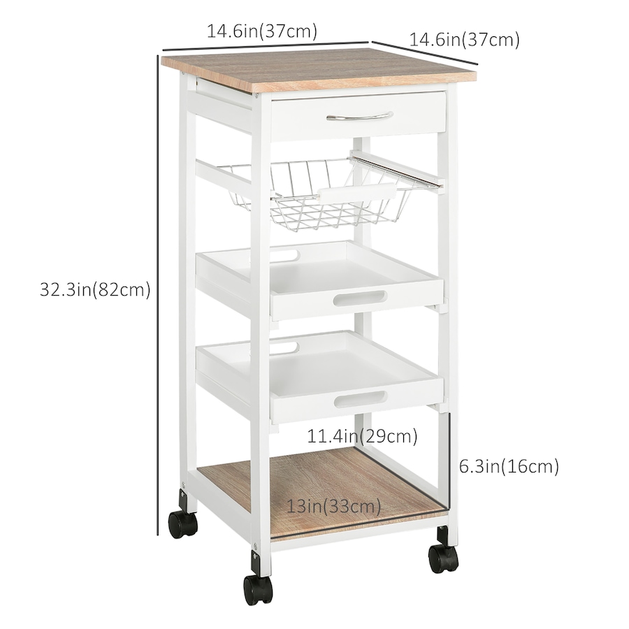 Image 997129_ALTMORE10.jpg, Product 997-129 / Price $64.99 - $69.99, HOMCOM Kitchen Island Cart with Drawer, Removable Tray and Wire Basket from HOMCOM on TSC.ca's Home & Garden department