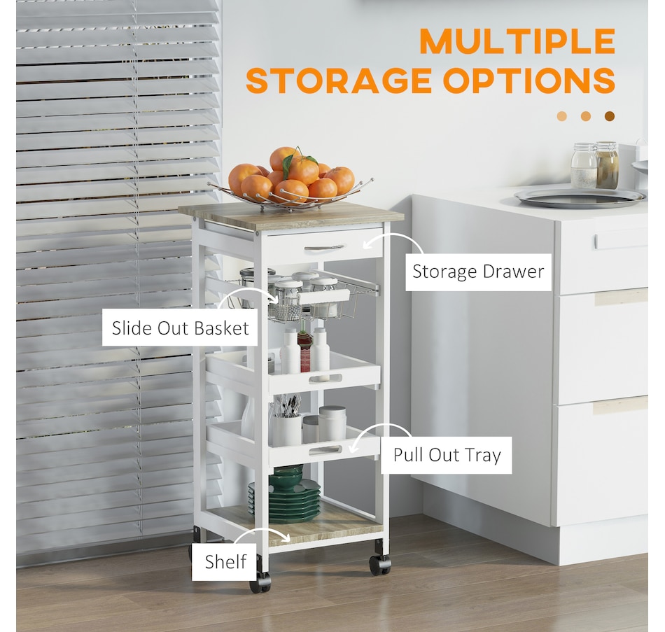 Image 997129_ALTMORE11.jpg, Product 997-129 / Price $76.99 - $79.99, HOMCOM Kitchen Island Cart with Drawer, Removable Tray and Wire Basket from HOMCOM on TSC.ca's Home & Garden department