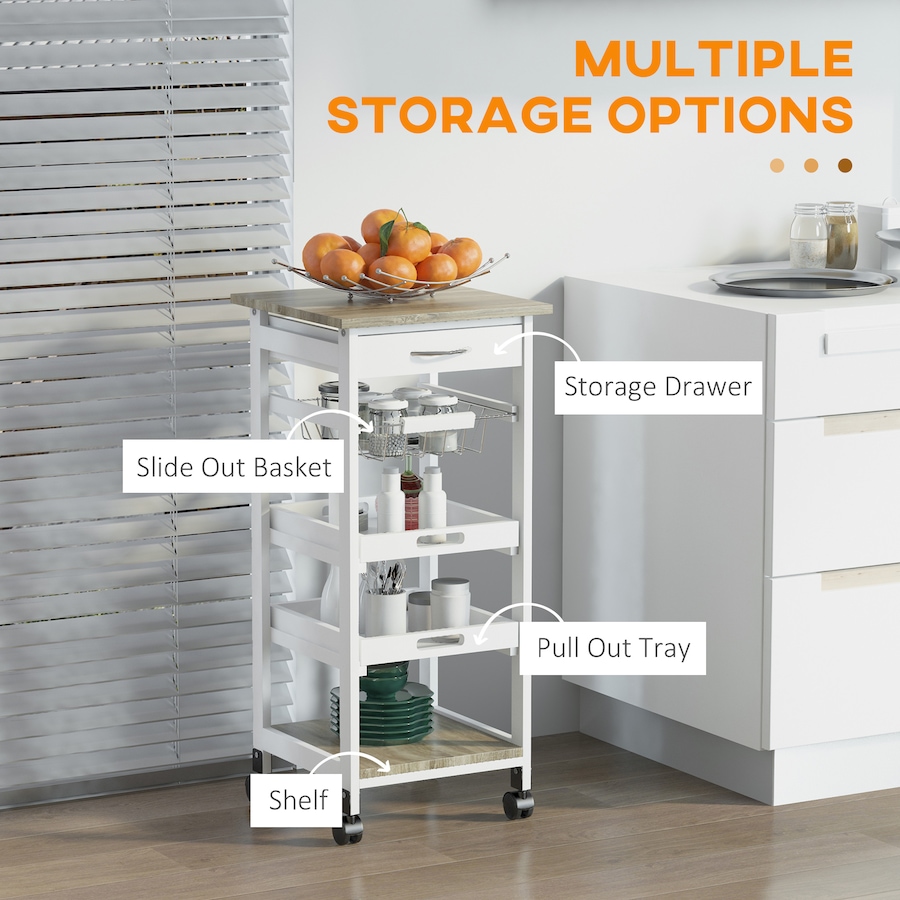 Image 997129_ALTMORE11.jpg, Product 997-129 / Price $64.99 - $69.99, HOMCOM Kitchen Island Cart with Drawer, Removable Tray and Wire Basket from HOMCOM on TSC.ca's Home & Garden department