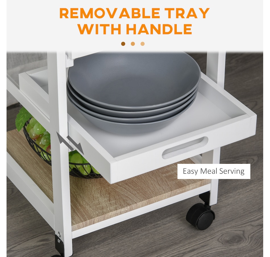 Image 997129_ALTMORE12.jpg, Product 997-129 / Price $76.99 - $79.99, HOMCOM Kitchen Island Cart with Drawer, Removable Tray and Wire Basket from HOMCOM on TSC.ca's Home & Garden department