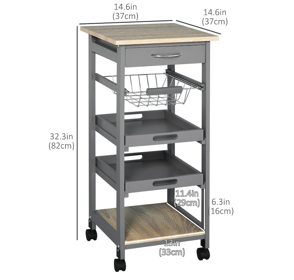Image 997129_ALTMORE2.jpg, Product 997-129 / Price $76.99 - $79.99, HOMCOM Kitchen Island Cart with Drawer, Removable Tray and Wire Basket from HOMCOM on TSC.ca's Home & Garden department