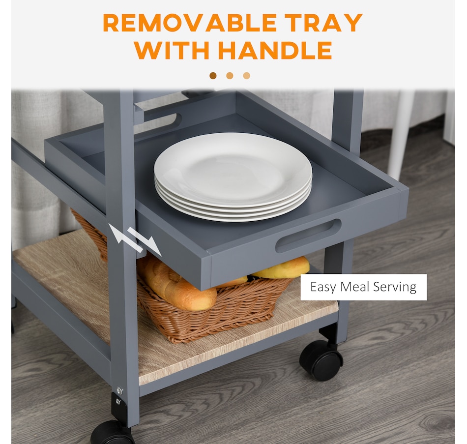 Image 997129_ALTMORE4.jpg, Product 997-129 / Price $76.99 - $79.99, HOMCOM Kitchen Island Cart with Drawer, Removable Tray and Wire Basket from HOMCOM on TSC.ca's Home & Garden department