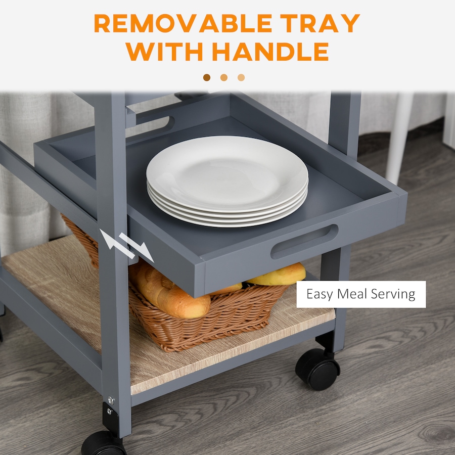Image 997129_ALTMORE4.jpg, Product 997-129 / Price $64.99 - $69.99, HOMCOM Kitchen Island Cart with Drawer, Removable Tray and Wire Basket from HOMCOM on TSC.ca's Home & Garden department