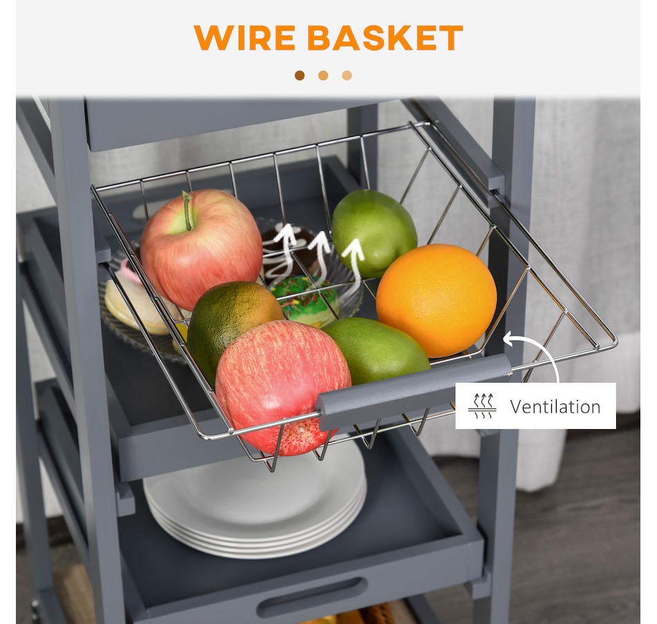 Image 997129_ALTMORE5.jpg, Product 997-129 / Price $76.99 - $79.99, HOMCOM Kitchen Island Cart with Drawer, Removable Tray and Wire Basket from HOMCOM on TSC.ca's Home & Garden department