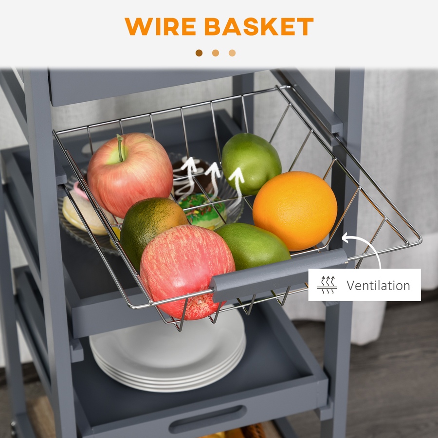 Image 997129_ALTMORE5.jpg, Product 997-129 / Price $64.99 - $69.99, HOMCOM Kitchen Island Cart with Drawer, Removable Tray and Wire Basket from HOMCOM on TSC.ca's Home & Garden department
