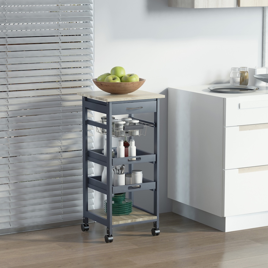Image 997129_ST01.jpg, Product 997-129 / Price $64.99 - $69.99, HOMCOM Kitchen Island Cart with Drawer, Removable Tray and Wire Basket from HOMCOM on TSC.ca's Home & Garden department
