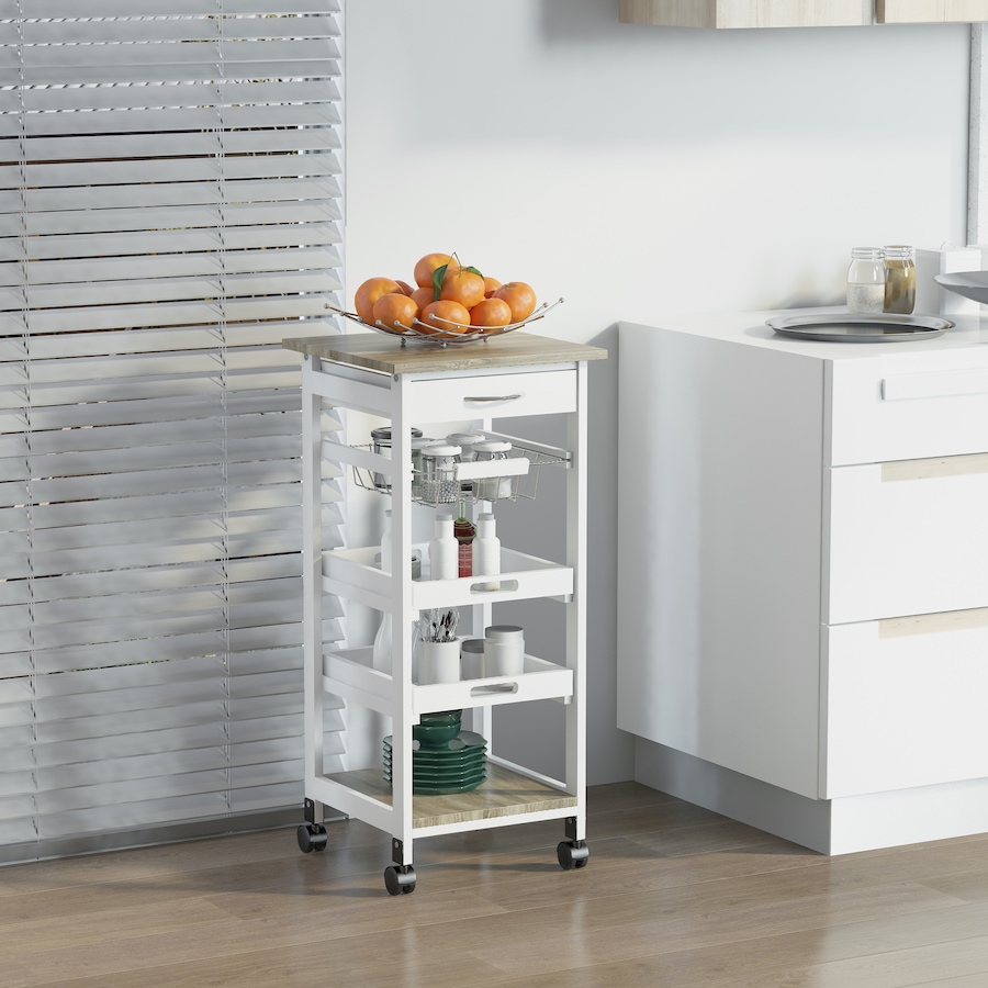 Image 997129_ST02.jpg, Product 997-129 / Price $64.99 - $69.99, HOMCOM Kitchen Island Cart with Drawer, Removable Tray and Wire Basket from HOMCOM on TSC.ca's Home & Garden department