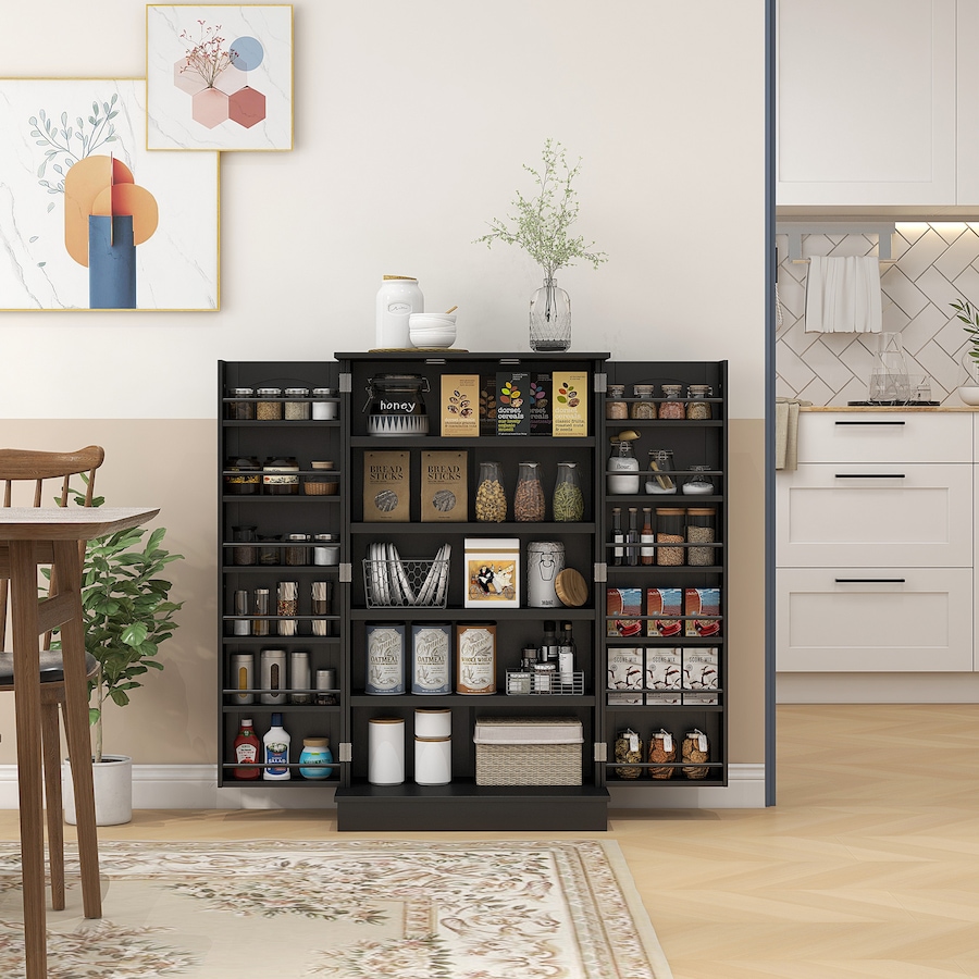 Image 997130_ALTMORE1.jpg, Product 997-130 / Price $124.99 - $139.04, HOMCOM Kitchen Pantry Storage Cabinet w/ 5-tier Shelving Black from HOMCOM on TSC.ca's Home & Garden department
