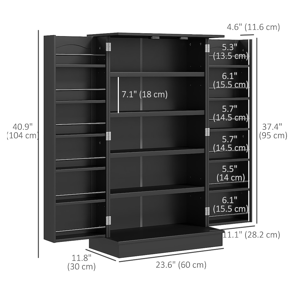 Image 997130_ALTMORE2.jpg, Product 997-130 / Price $159.99 - $184.99, HOMCOM Kitchen Pantry Storage Cabinet w/ 5-tier Shelving Black from HOMCOM on TSC.ca's Home & Garden department