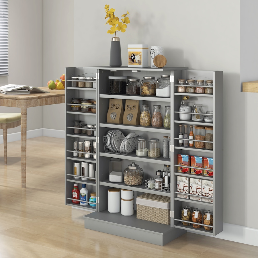 Image 997130_ALTMORE25.jpg, Product 997-130 / Price $124.99 - $139.04, HOMCOM Kitchen Pantry Storage Cabinet w/ 5-tier Shelving Black from HOMCOM on TSC.ca's Home & Garden department