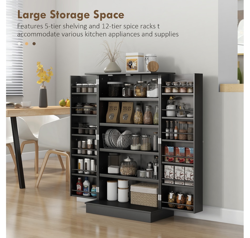 Image 997130_ALTMORE3.jpg, Product 997-130 / Price $159.99 - $184.99, HOMCOM Kitchen Pantry Storage Cabinet w/ 5-tier Shelving Black from HOMCOM on TSC.ca's Home & Garden department