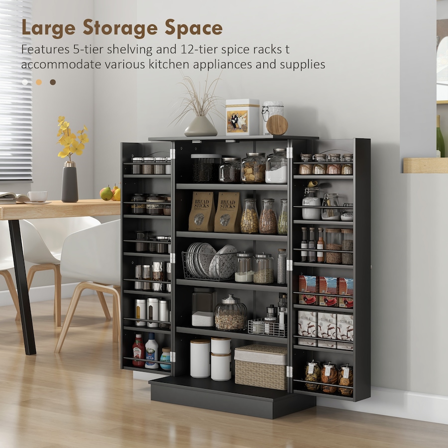 Image 997130_ALTMORE3.jpg, Product 997-130 / Price $124.99 - $139.04, HOMCOM Kitchen Pantry Storage Cabinet w/ 5-tier Shelving Black from HOMCOM on TSC.ca's Home & Garden department