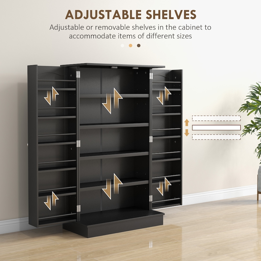 Image 997130_ALTMORE4.jpg, Product 997-130 / Price $124.99 - $139.04, HOMCOM Kitchen Pantry Storage Cabinet w/ 5-tier Shelving Black from HOMCOM on TSC.ca's Home & Garden department