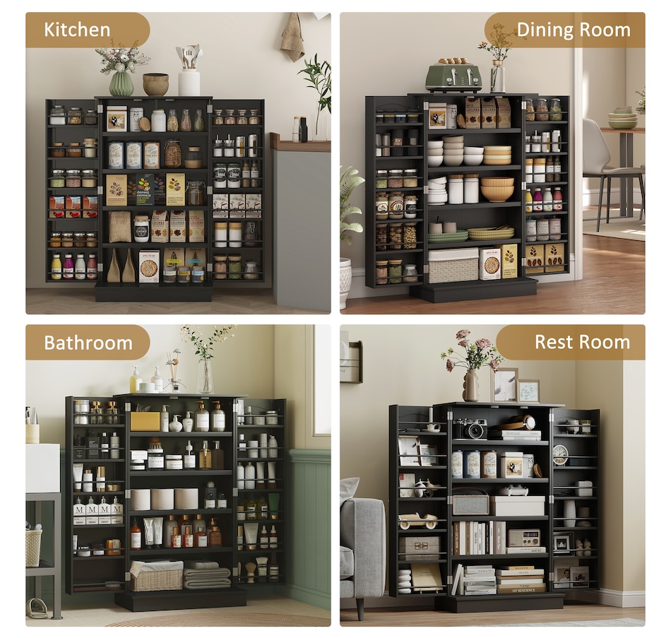Image 997130_ALTMORE41.jpg, Product 997-130 / Price $159.99 - $184.99, HOMCOM Kitchen Pantry Storage Cabinet w/ 5-tier Shelving Black from HOMCOM on TSC.ca's Home & Garden department