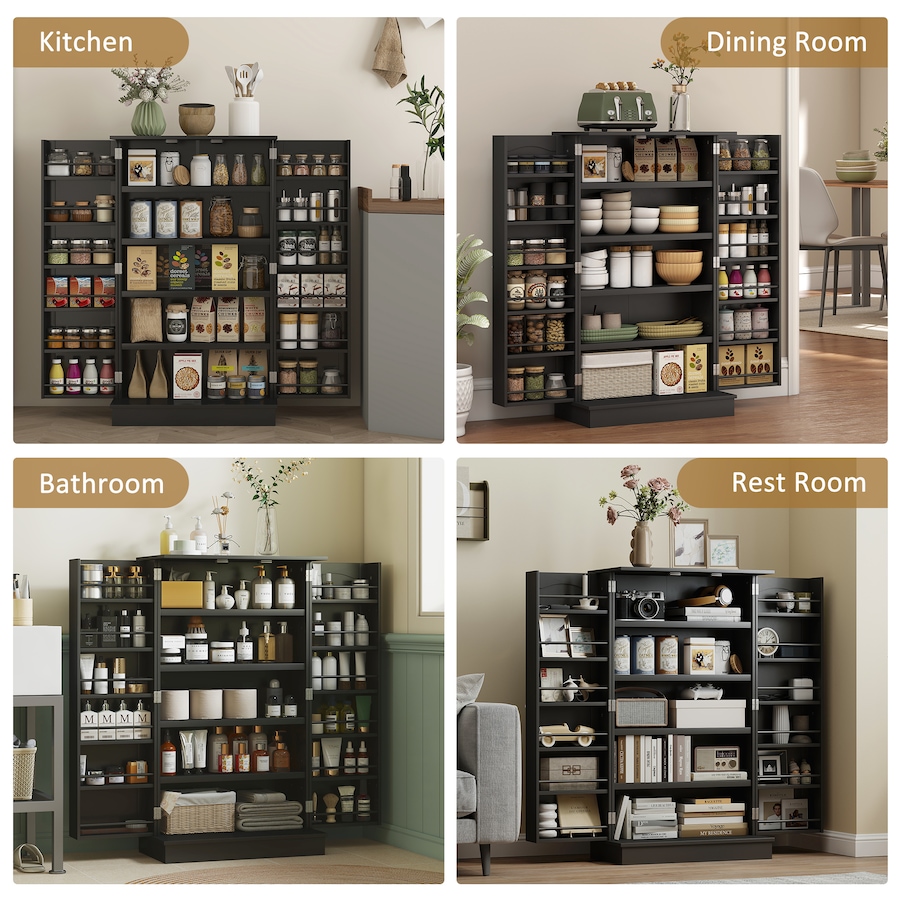 Image 997130_ALTMORE41.jpg, Product 997-130 / Price $124.99 - $139.04, HOMCOM Kitchen Pantry Storage Cabinet w/ 5-tier Shelving Black from HOMCOM on TSC.ca's Home & Garden department